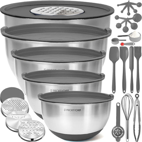 Priority Chef stainless steel bowls with lids for organized meal prep and storage