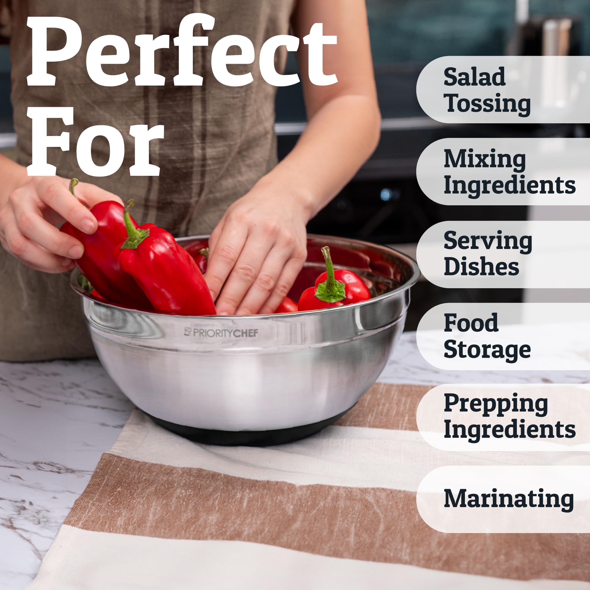 Three graters included with Priority Chef set for cheese and vegetable prep.