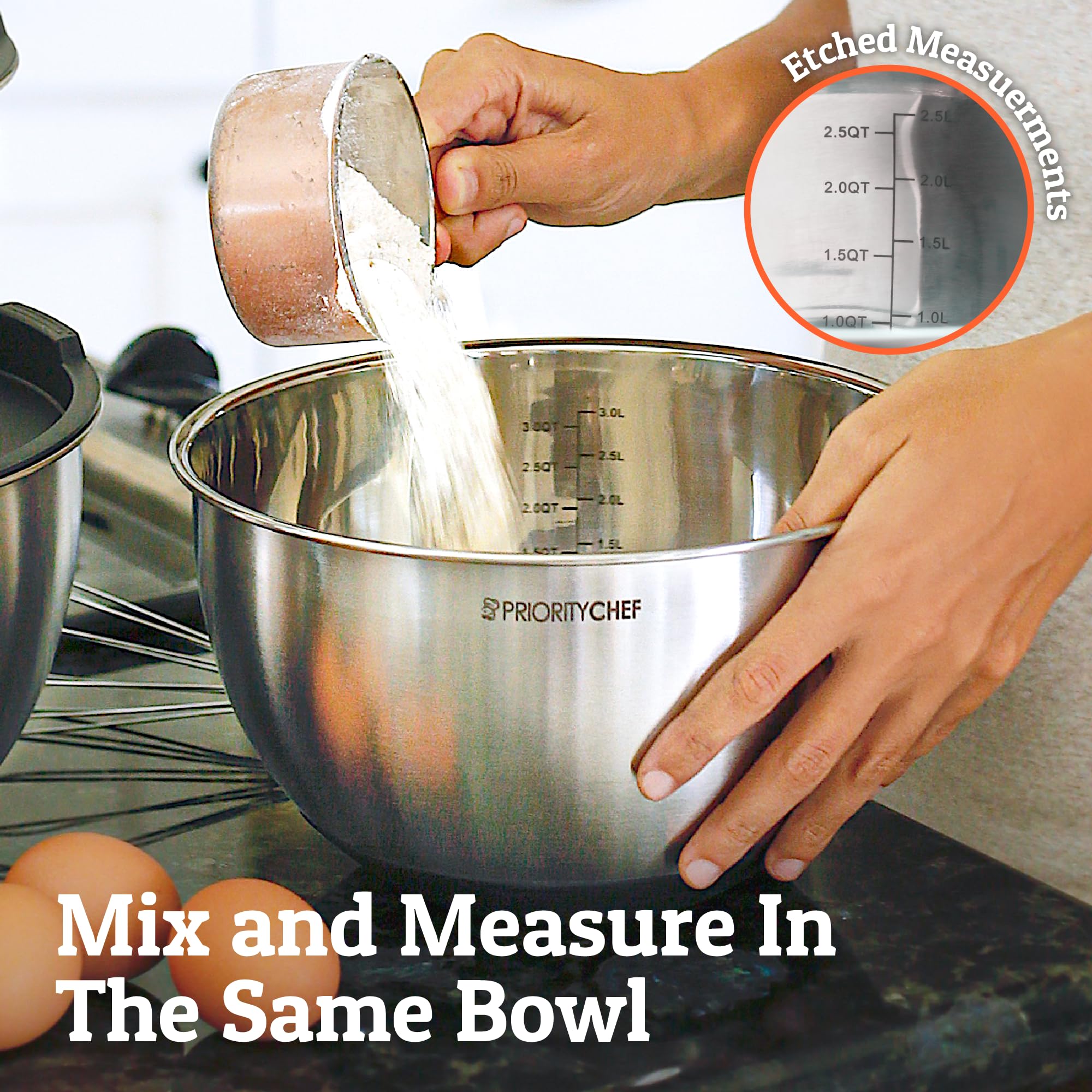 Priority Chef bowls are top-rack dishwasher safe for easy cleanup.