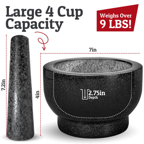 PriorityChef 7 inch wide mortar with 4 cup capacity for batches