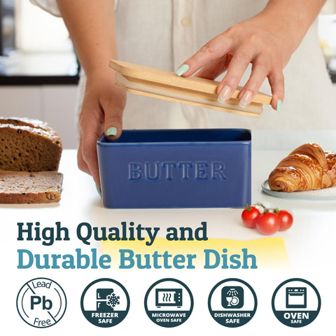 PriorityChef bamboo lid with airtight seal over butter dish
