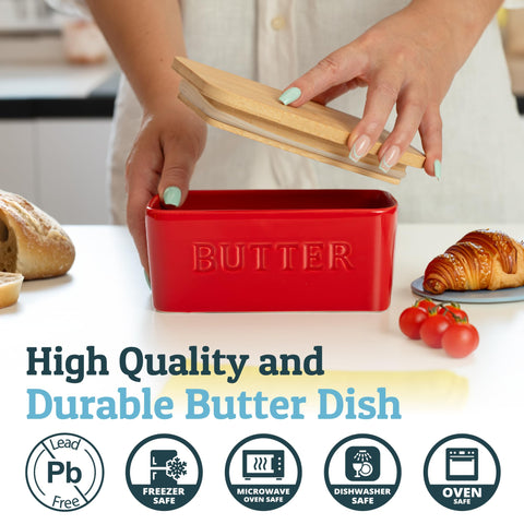 Priority Chef bamboo lid airtight seal keeps flavors separate and butter fresh.