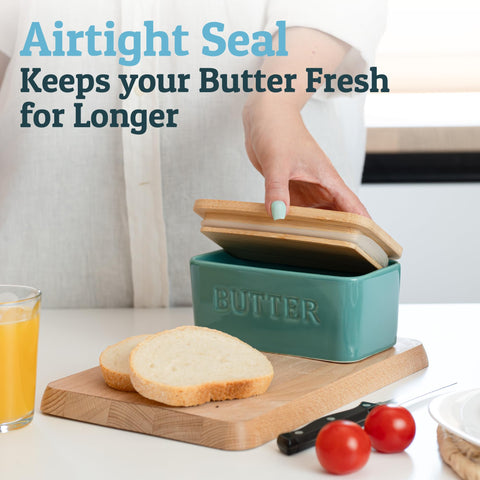 Priority Chef bamboo lid seals airtight to protect butter from other flavors.
