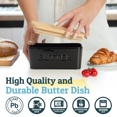 Priority Chef bamboo lid butter dish adds natural elegance to the counter.