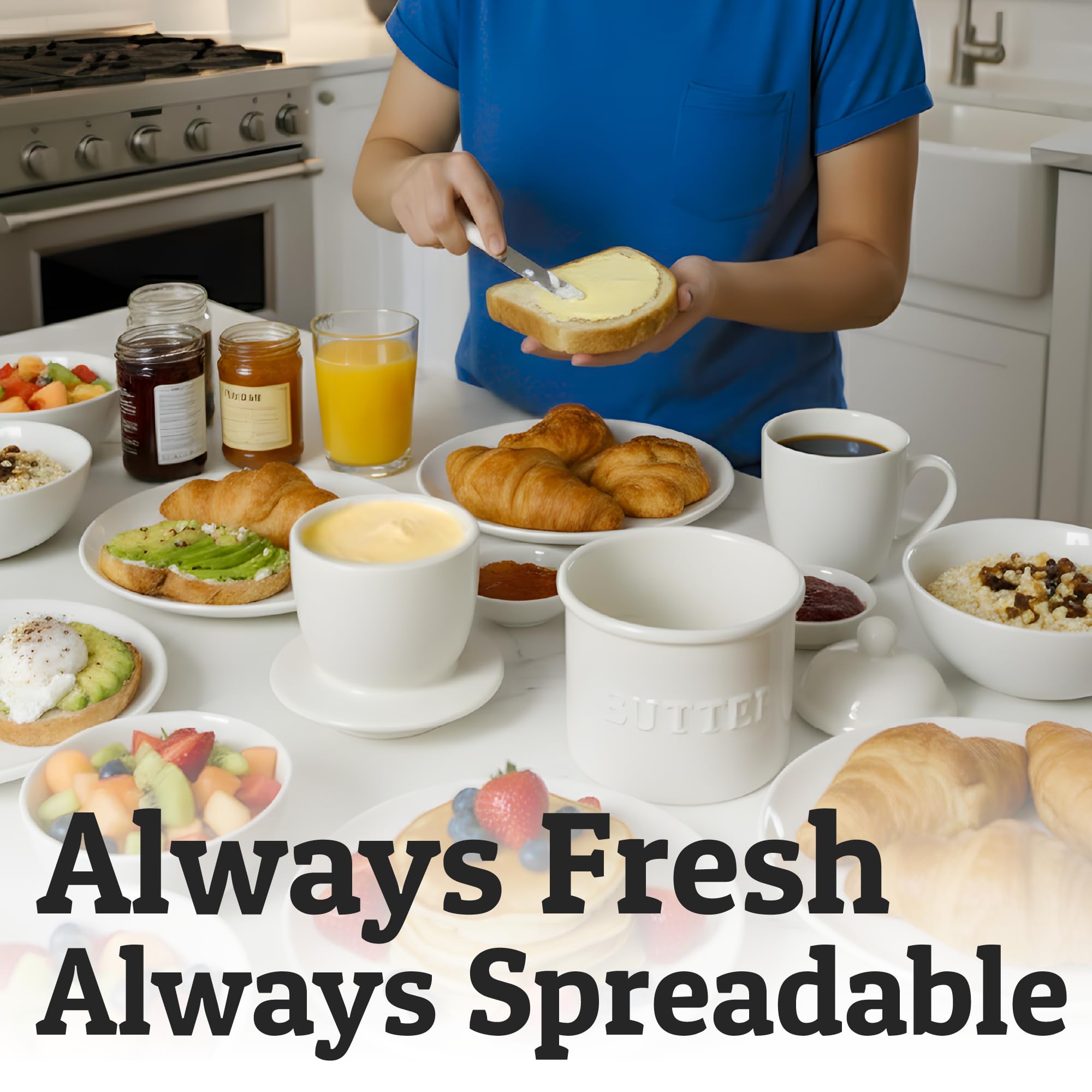 Priority Chef butter crock fits 1 and 1/3 sticks for daily use.