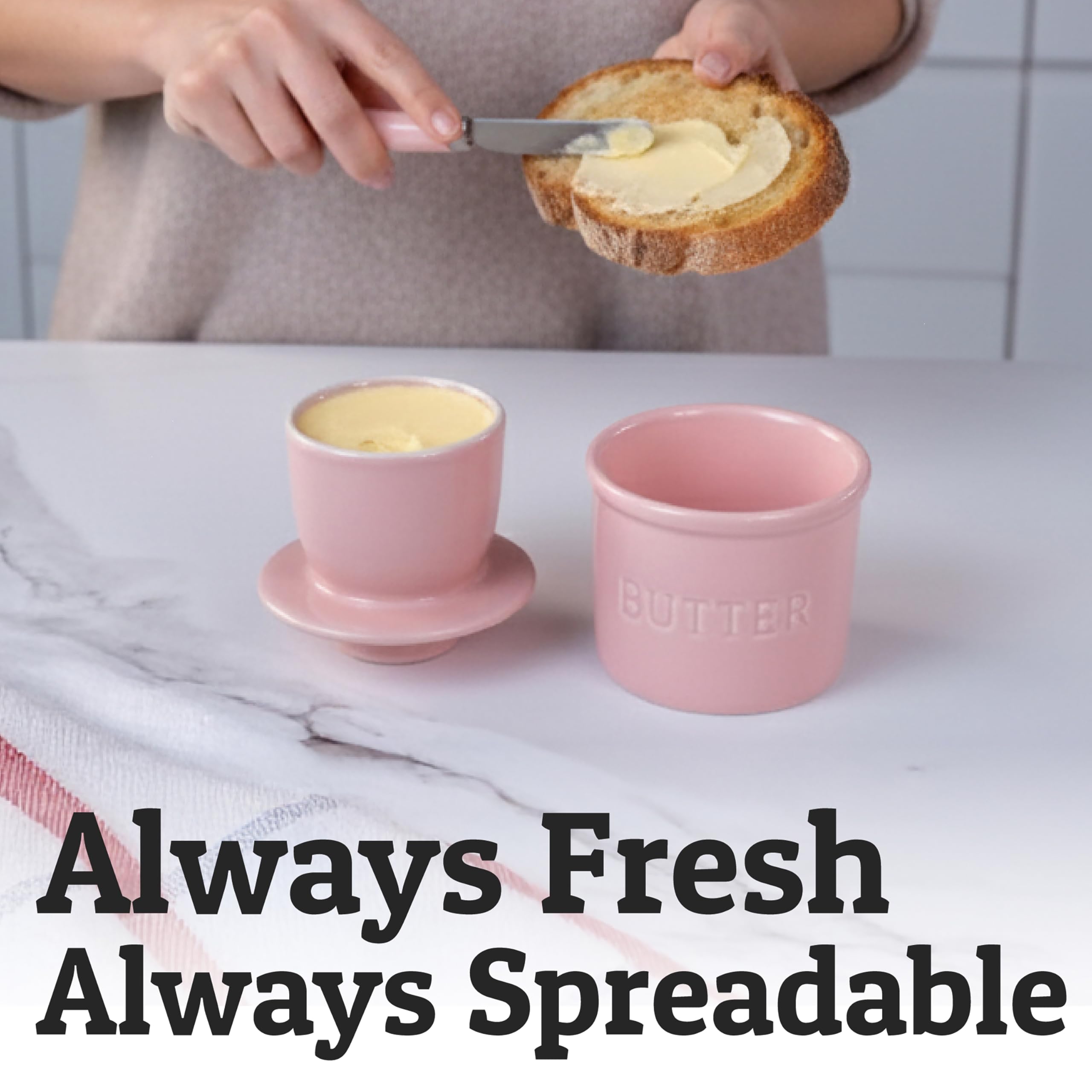 PriorityChef butter crock features airtight water seal to guard against dust and insects