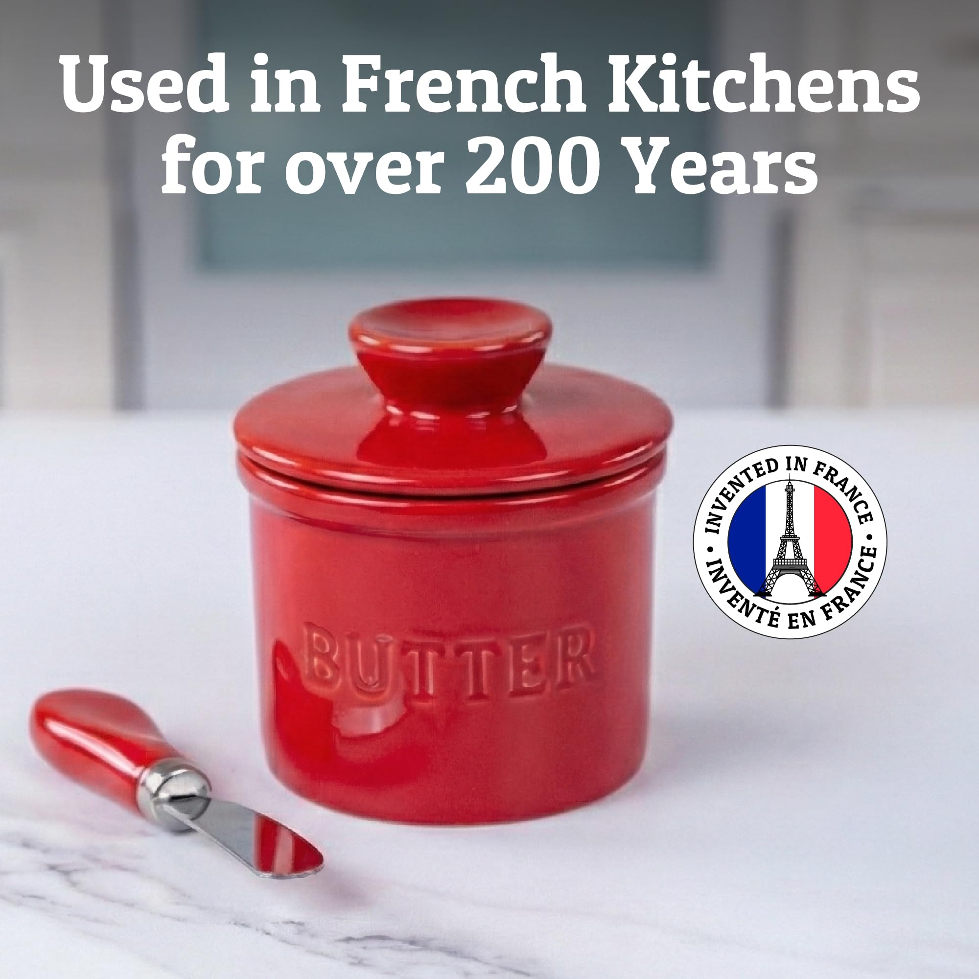Butter crock on counter displays convenient daily butter storage