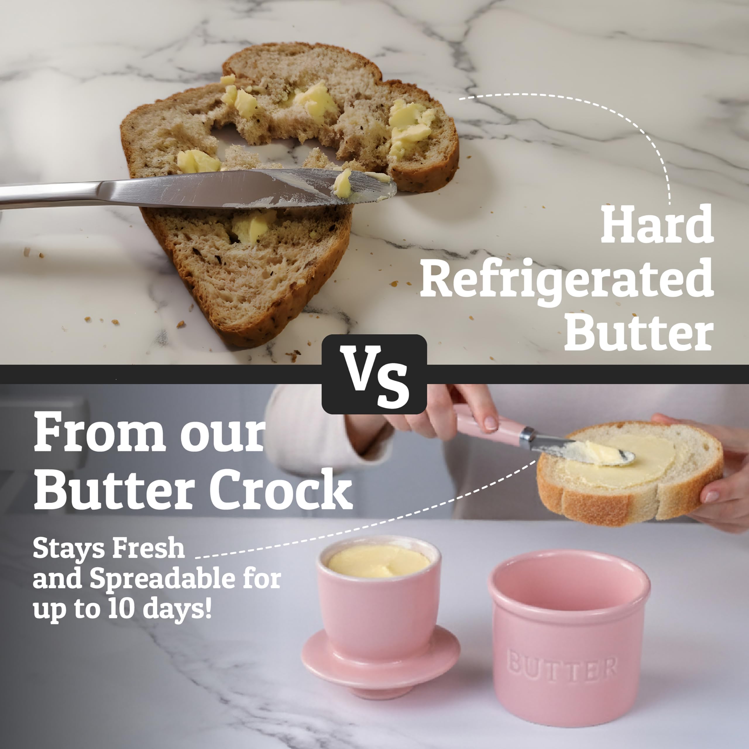 PriorityChef butter crock on countertop display supports ready-to-use butter for quick breakfasts