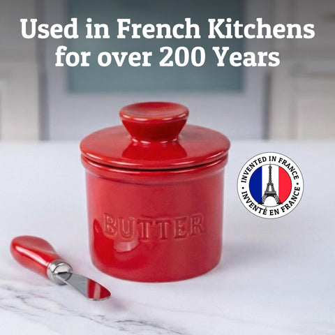 Butter crock on counter displays convenient daily butter storage
