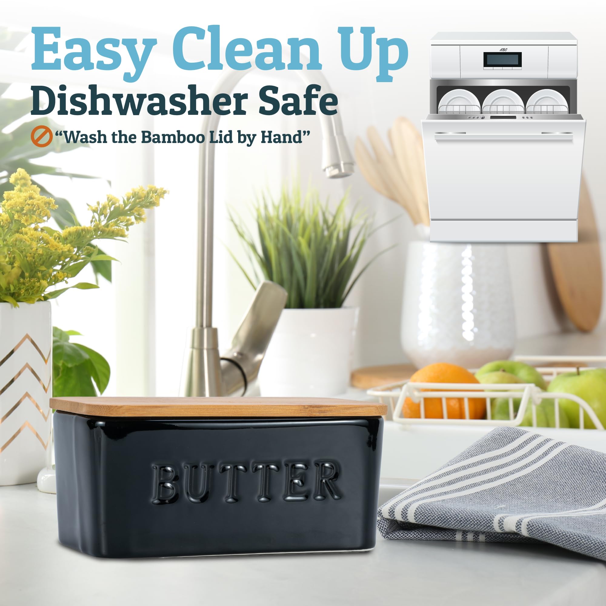 Priority Chef butter dish features a deep interior to prevent sticking.