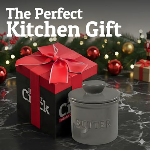Butter dish with lid keeps butter clean and insect-free on the counter
