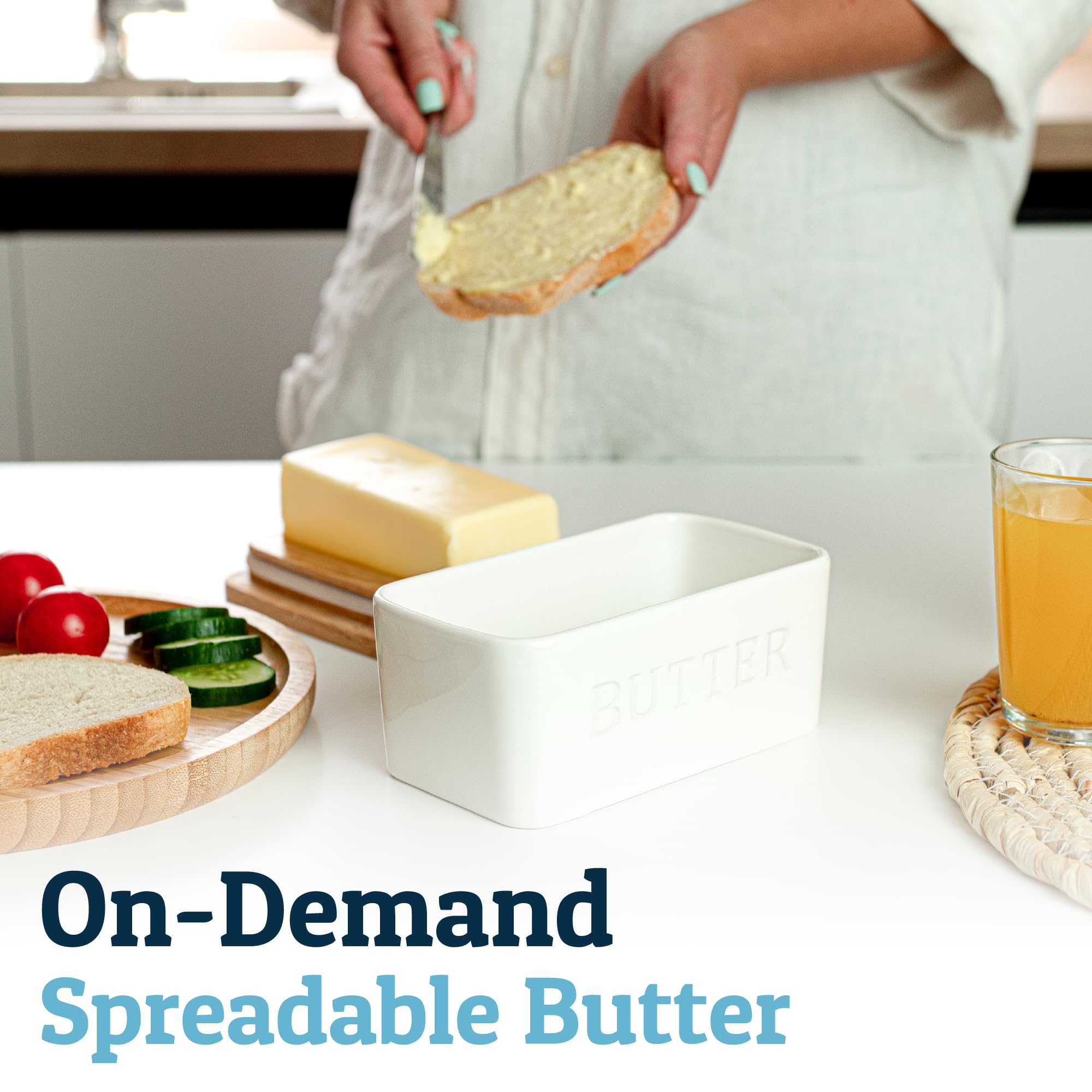Priority Chef butter dish keeps ingredients handy for quick kitchen prep.