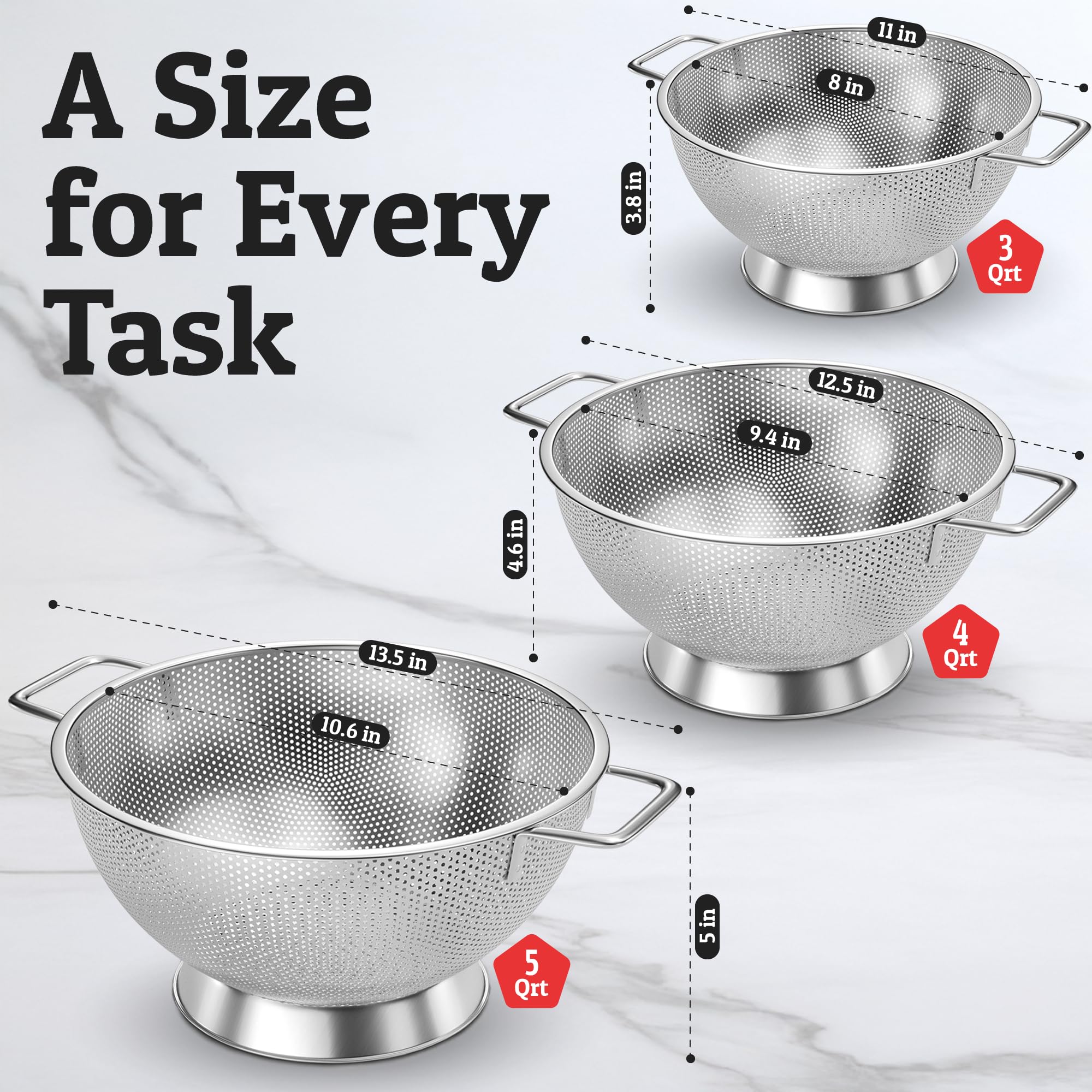 Priority Chef durable stainless steel construction resists bending and lasts through cooking