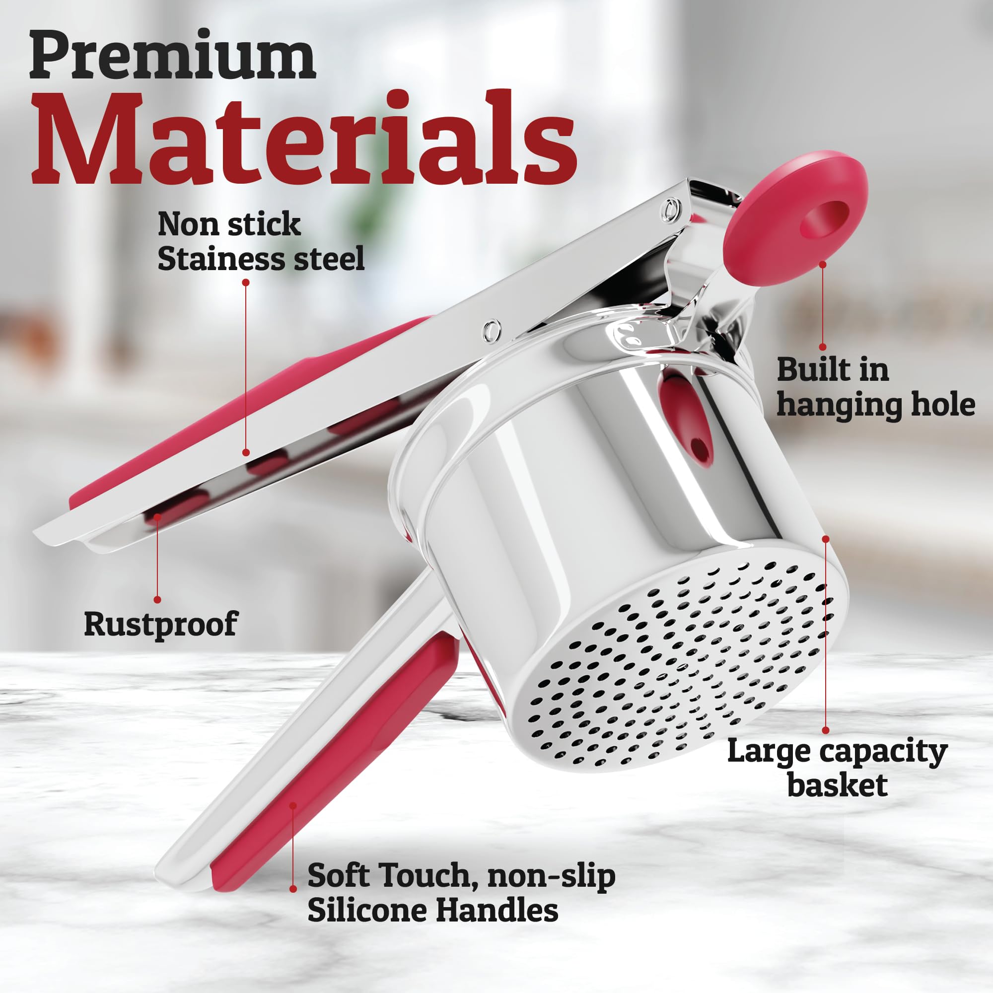 PriorityChef ergonomic anti-slip handles provide steady leverage while mashing.