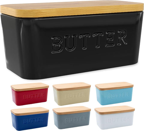 Priority Chef extra large butter dish with airtight lid on a kitchen counter.