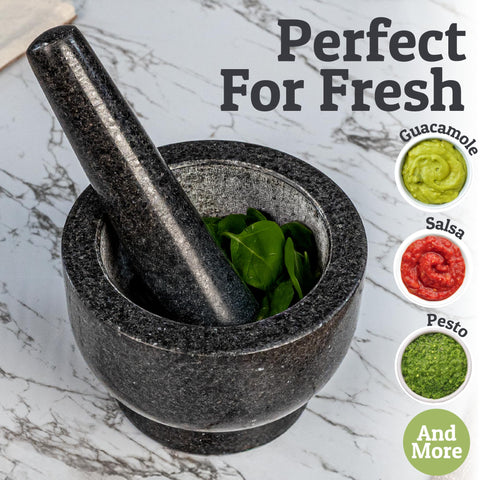 Priority Chef granite mortar and pestle ideal for grinding herbs and nuts