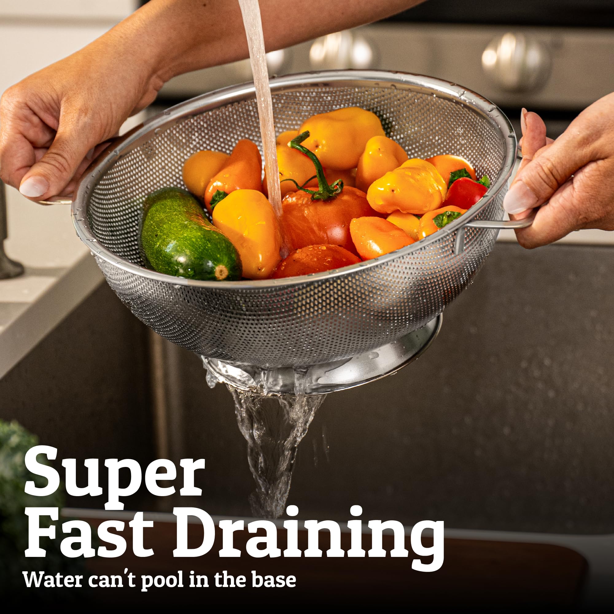 Priority Chef versatile strainer suitable for rice, pasta, and vegetables