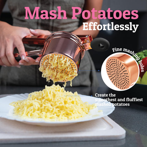 PriorityChef potato ricer basket close-up 3mm holes for smooth mash.