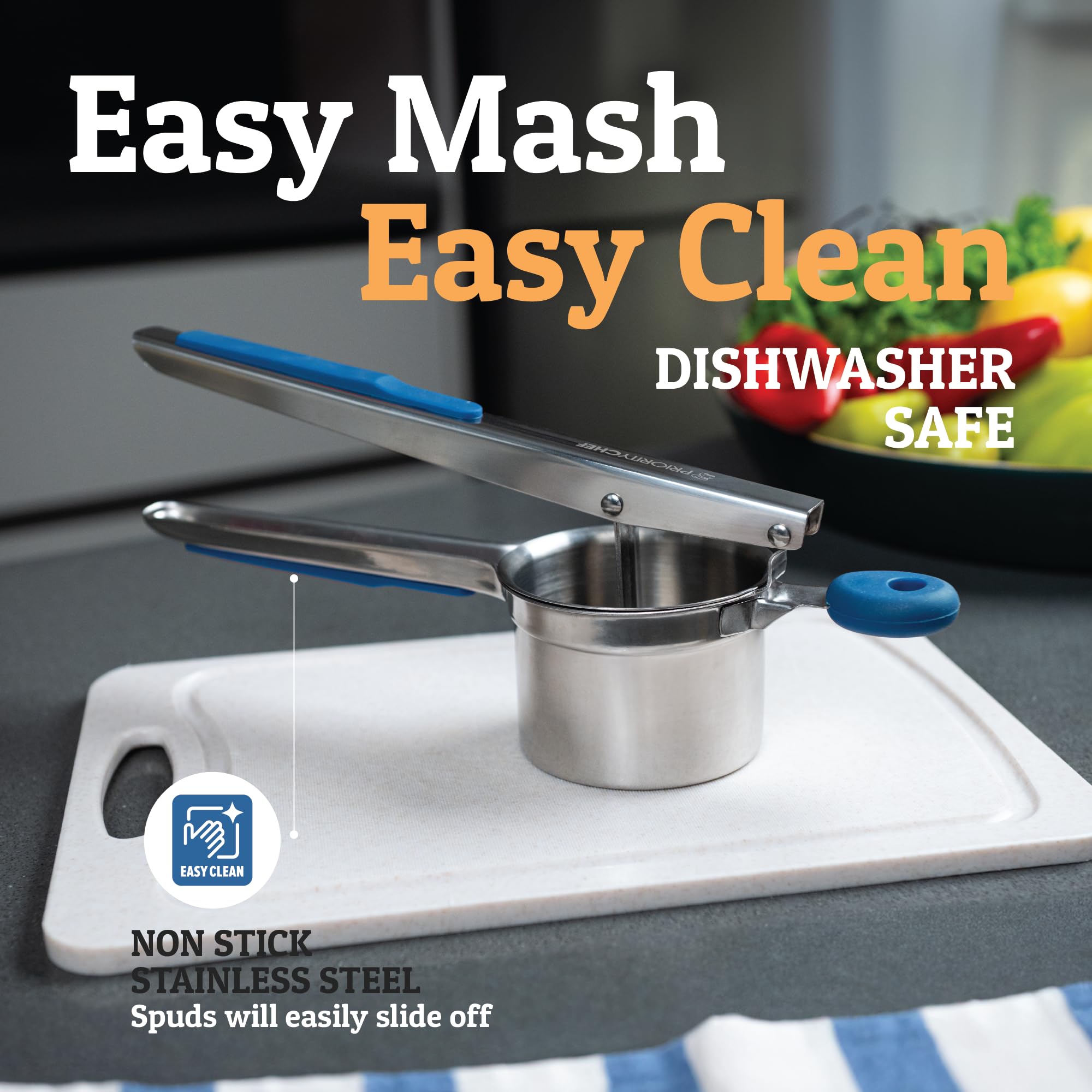 PriorityChef dishwasher-safe label highlighting easy cleanup after meals