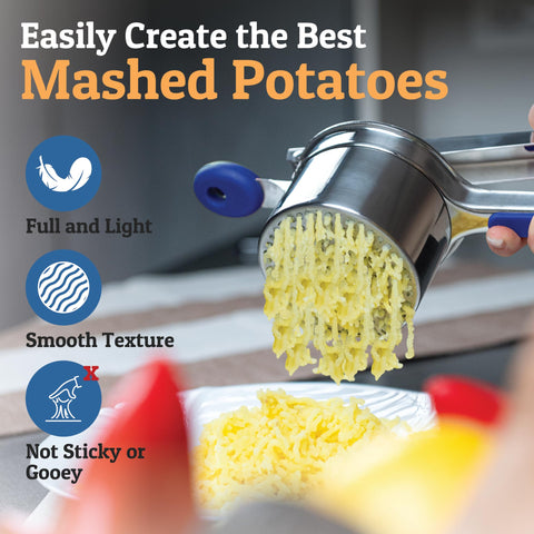 PriorityChef ricer in use with potatoes showing smooth mash preparation