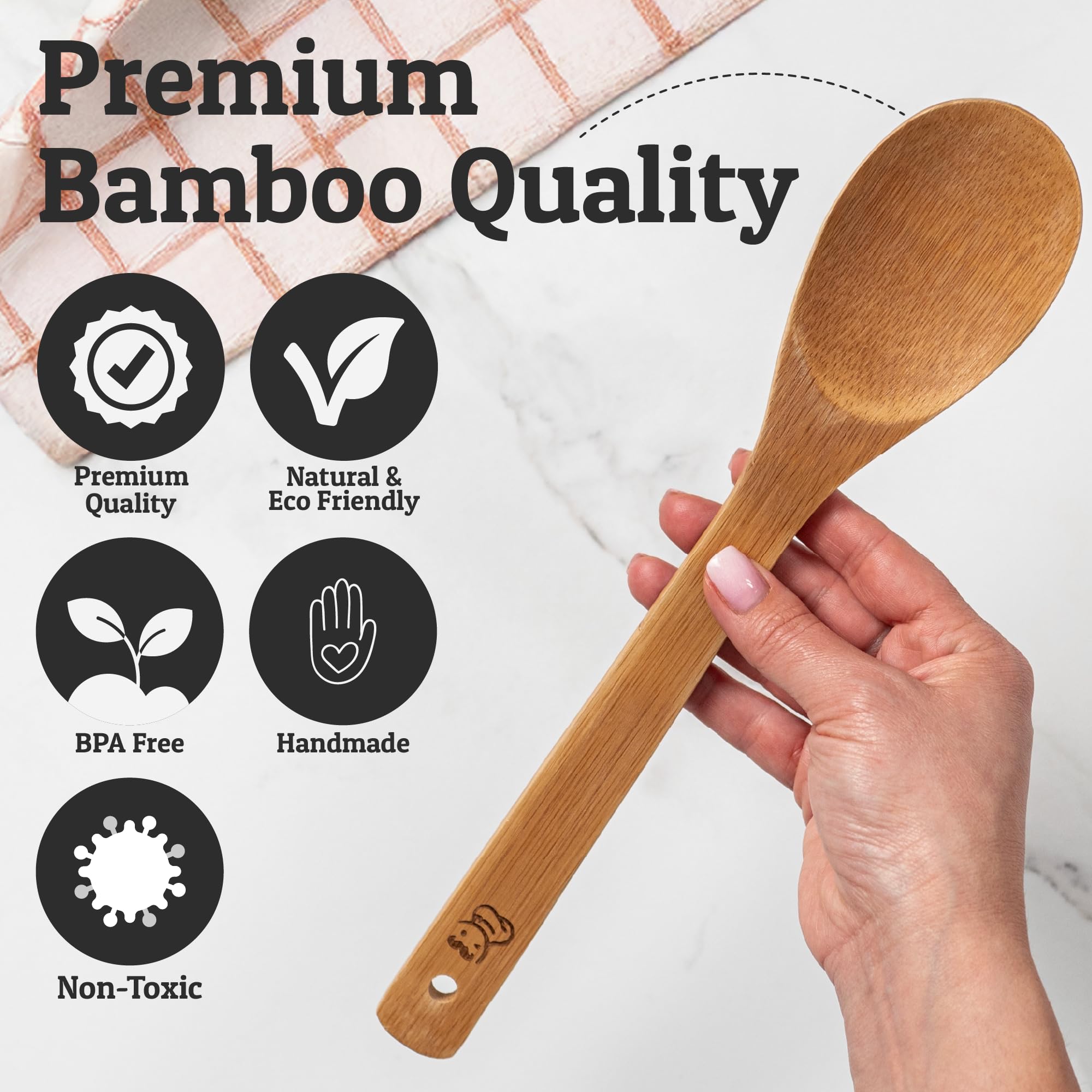 Priority Chef slotted spoon demonstrates draining holes for versatile cooking