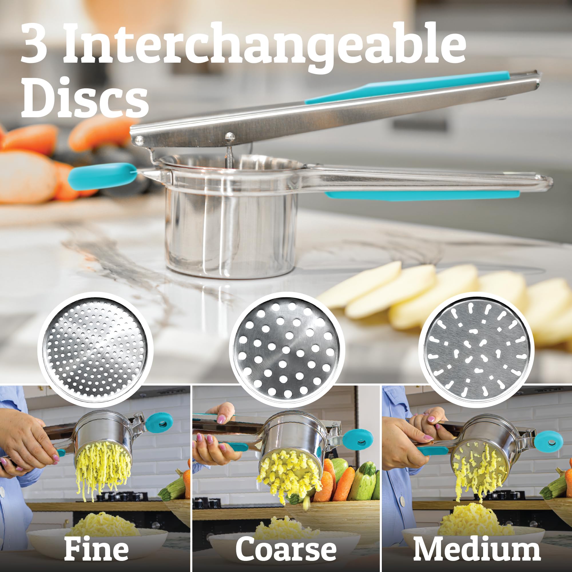 PriorityChef soft-touch ergonomic handles for comfortable ricing