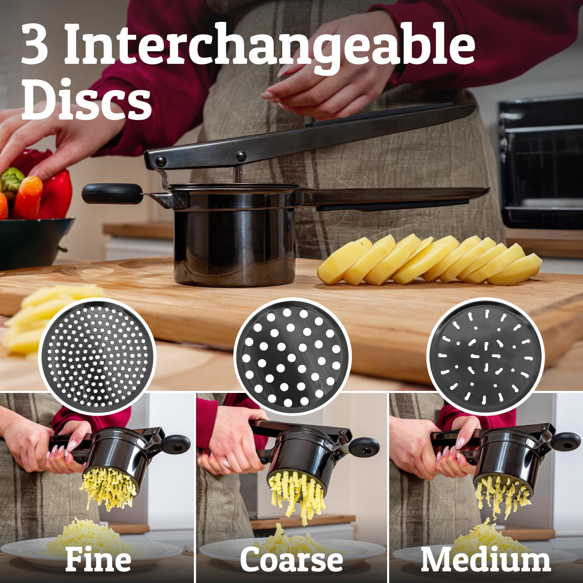 PriorityChef soft-touch handles provide comfortable, slip-free pressing sessions.