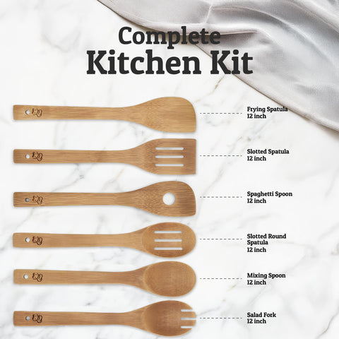 Priority Chef solid spoon in natural bamboo highlights smooth texture