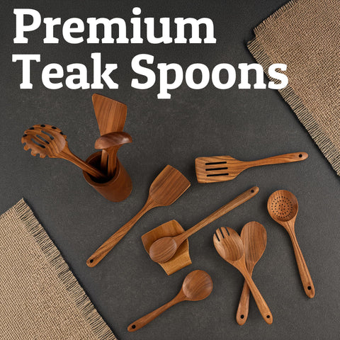 PriorityChef teak utensils feature smooth, balanced handles for comfortable long cooking sessions.
