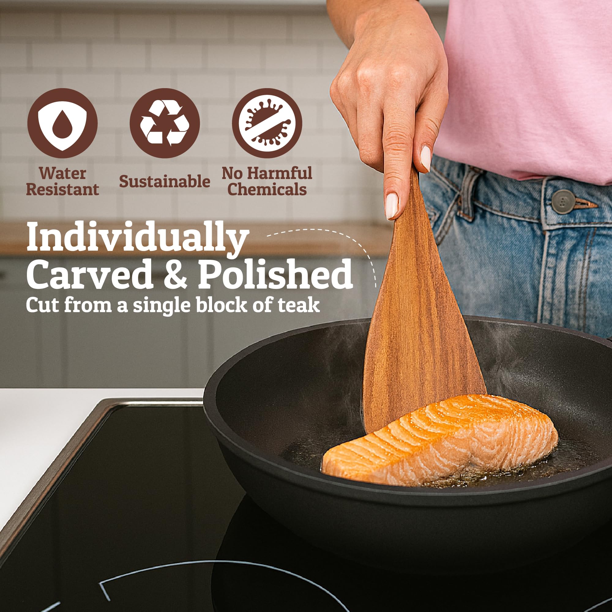 PriorityChef teak salad fork for tossing greens without scratching bowls.