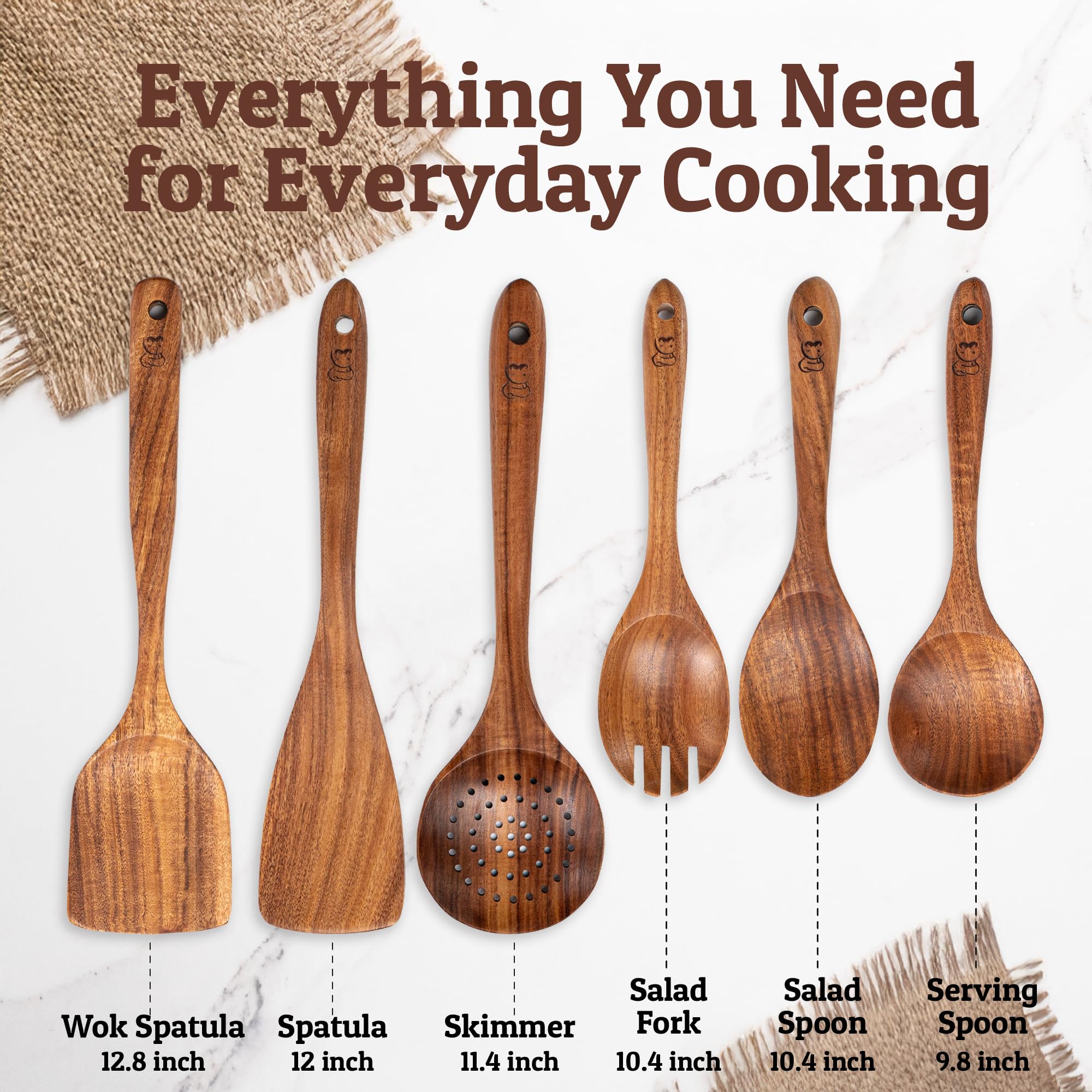 PriorityChef teak serving spoon designed for plating and serving meals with elegance.
