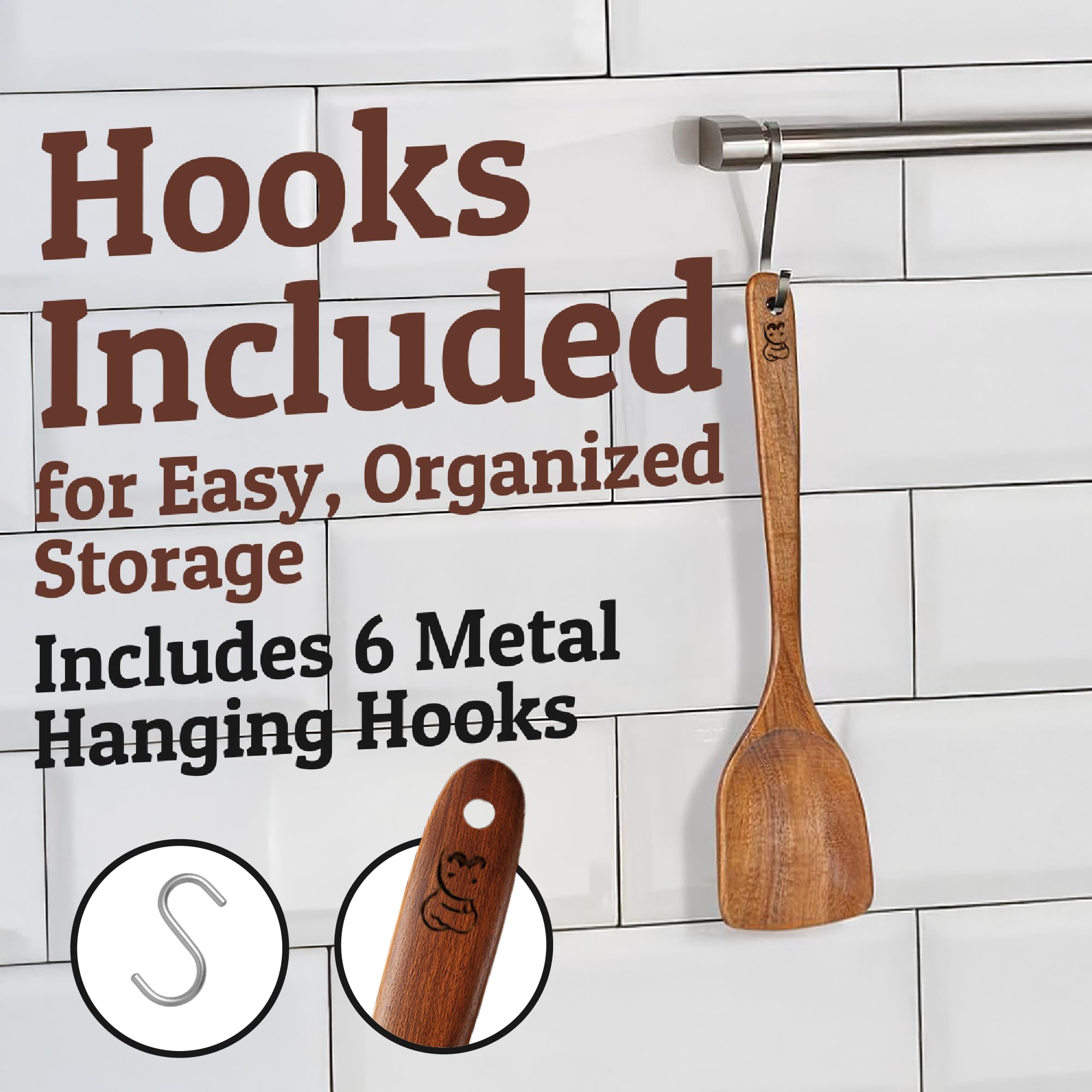PriorityChef teak slotted skimmer for straining soups and lifting foods.