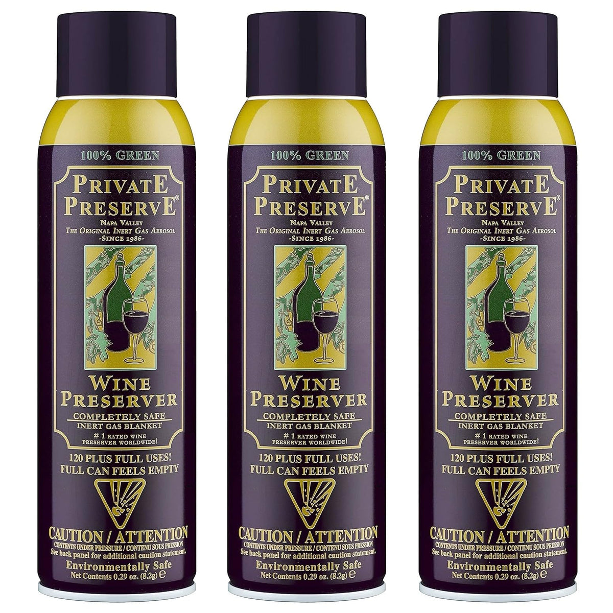 Private Preserve wine system 3-pack front view shows compact freshness tool for open bottles.