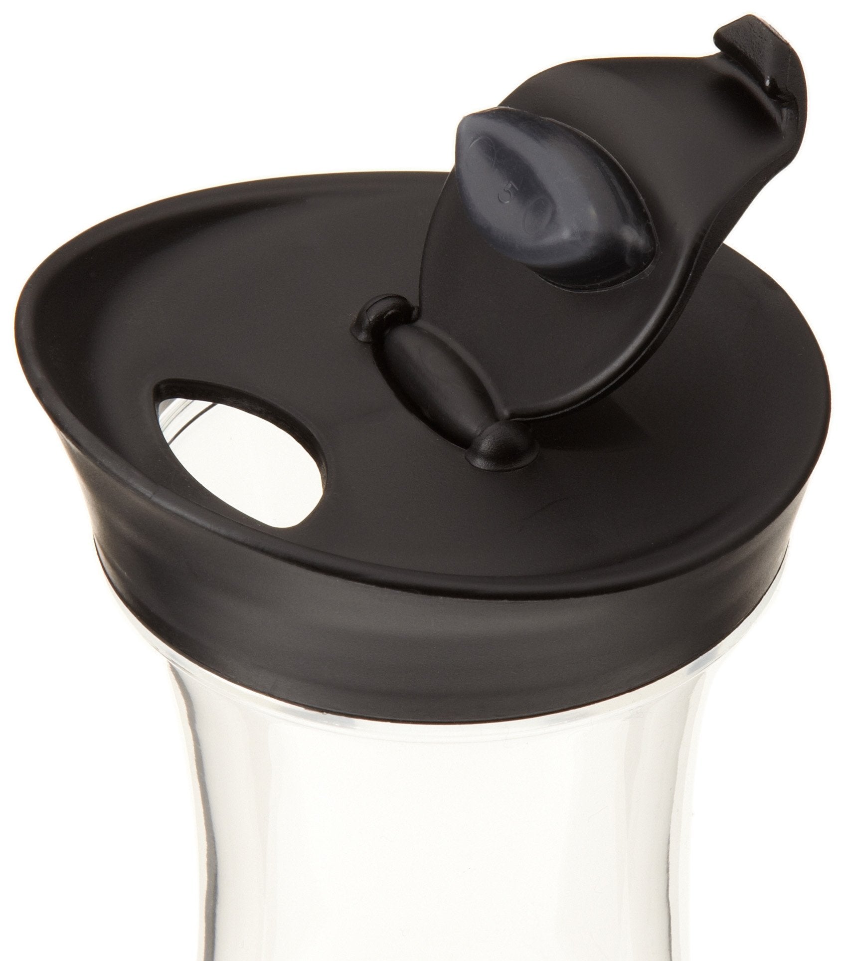 Prodyne acrylic jar with tight-sealing lid and pour spout helps prevent spills.