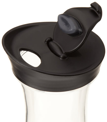 Prodyne acrylic jar with tight-sealing lid and pour spout helps prevent spills.