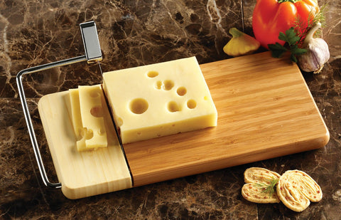Prodyne cheese slicer showIng stainless steel wire and chrome arm for smooth slicing