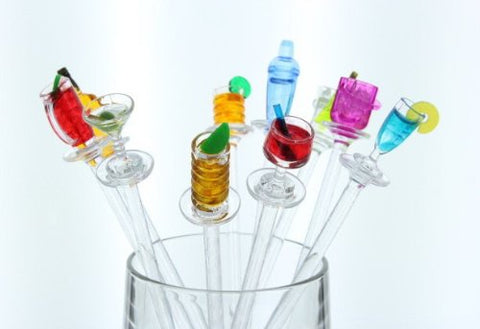 Prodyne Happy Hour Swizzle Sticks made of durable acrylic for repeated use