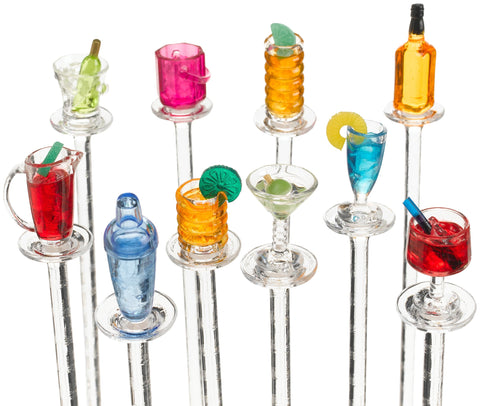 Prodyne Happy Hour Swizzle Sticks features hand-decorated toppers for home bartending