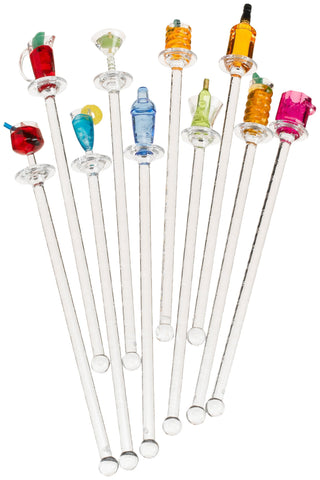 Prodyne Happy Hour Swizzle Sticks with miniature cocktails for a playful party atmosphere