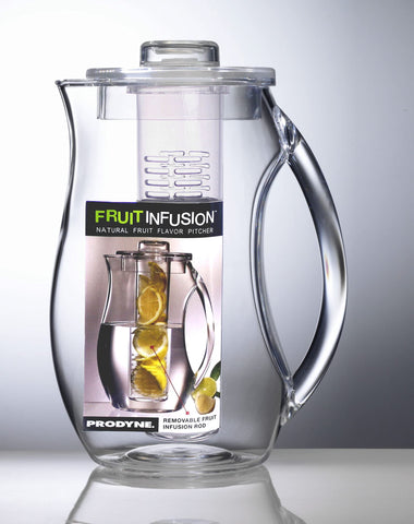 Transparent Prodyne pitcher design showcases vibrant ingredients inside.