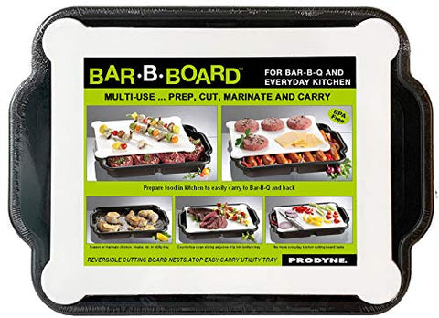 Prodyne Prep and Slice tray with meats demonstrates marinate and season space
