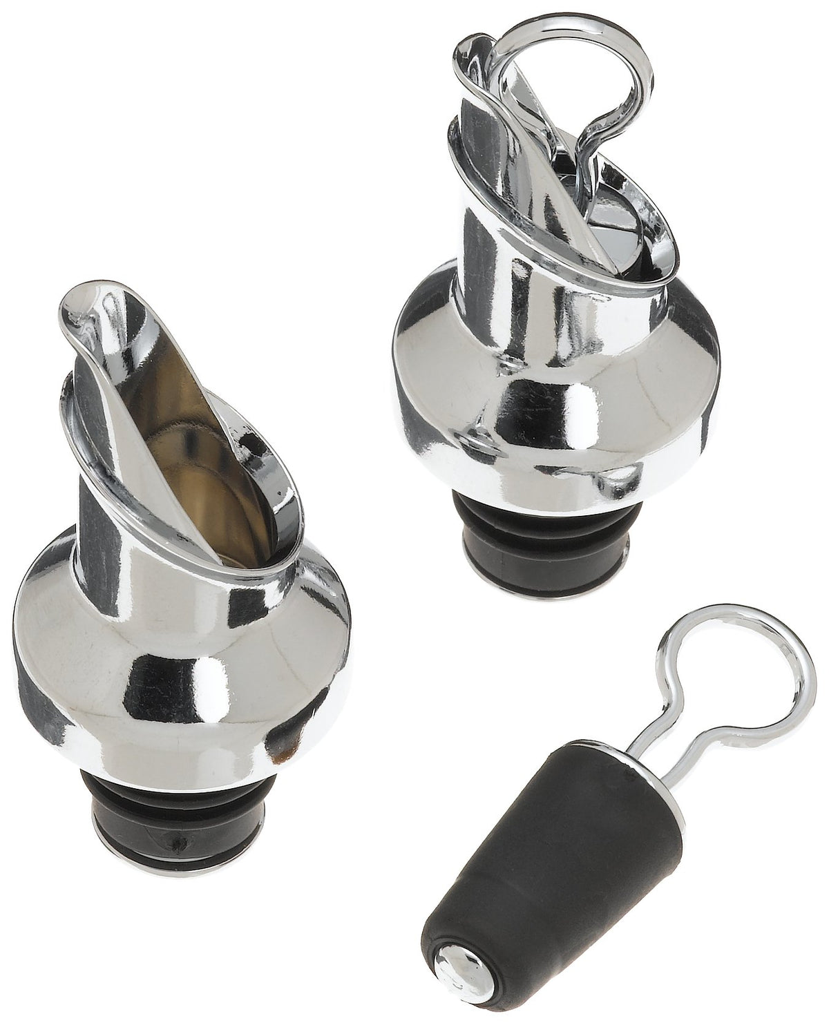 Prodyne wine pourer stopper set provides drip-free pour and airtight seal.