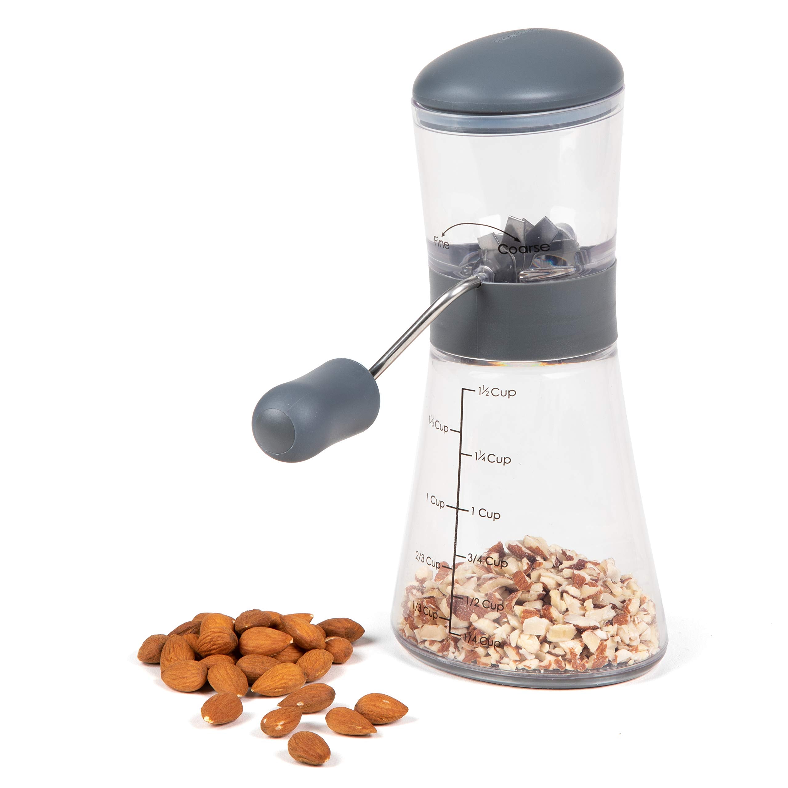 Progressive Nut Chopper non-slip base keeps the tool steady on the counter.