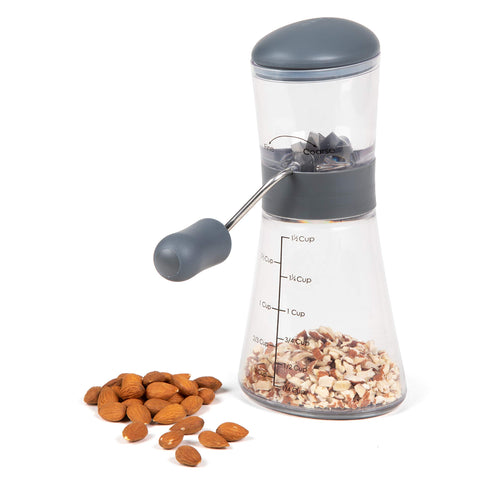 Progressive Nut Chopper non-slip base keeps the tool steady on the counter.