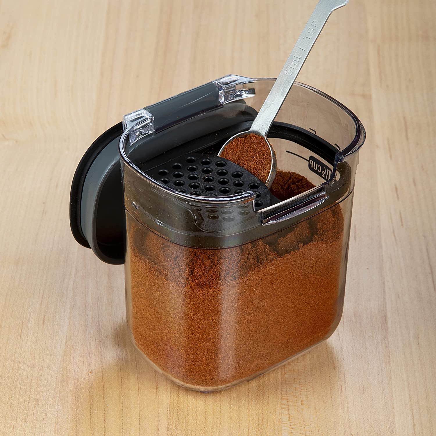 Progressive PKS-401 sliding dusting screen under lid keeps pantry organized