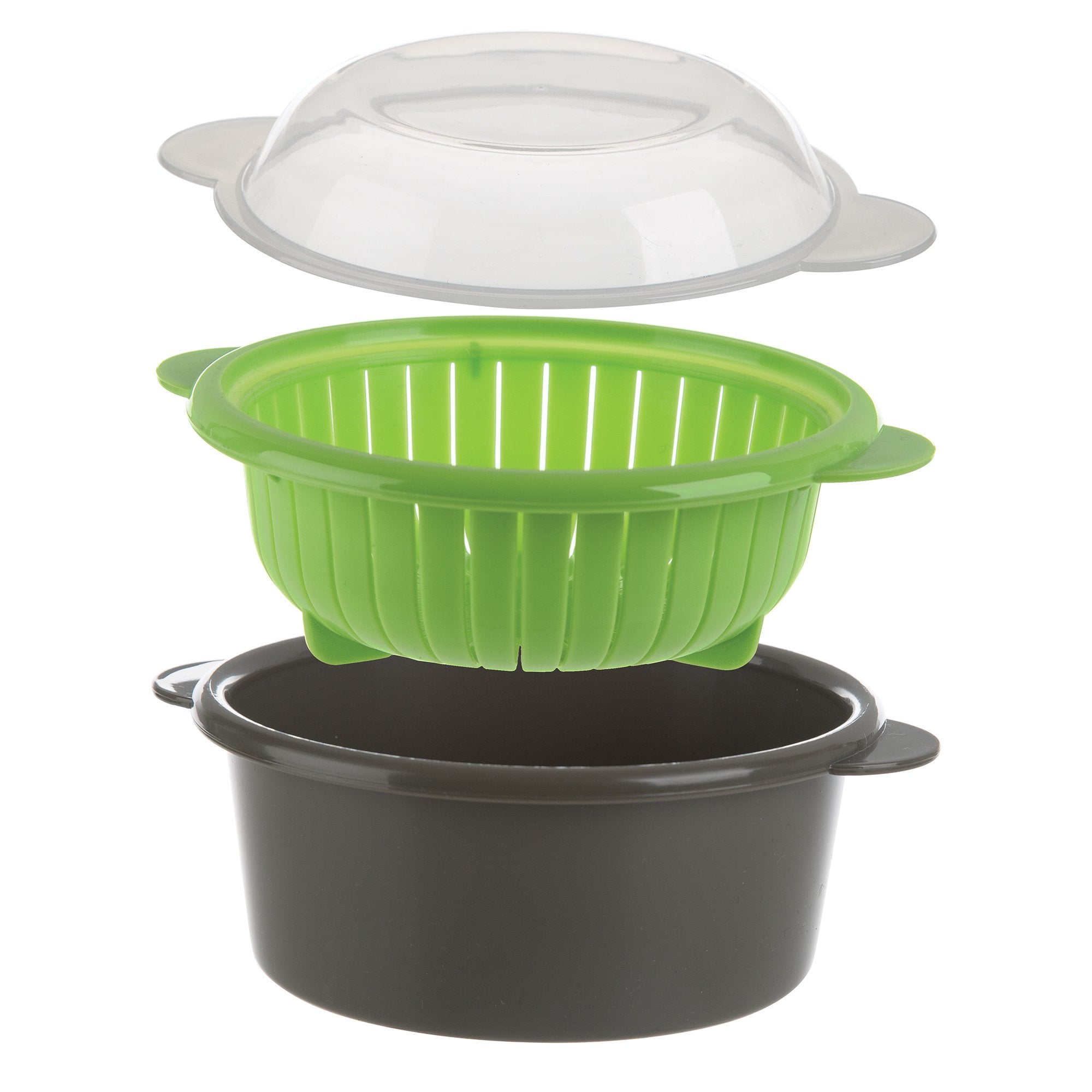 Progressive PrepSolutions Mini Steamer gray in use to steam fresh vegetables efficiently.