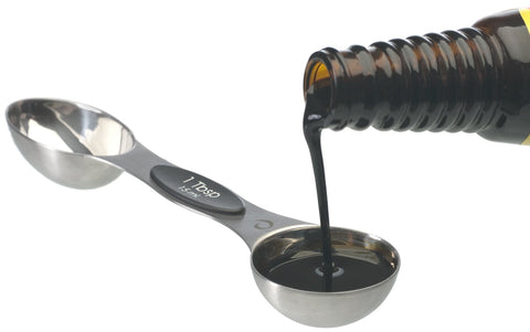 Progressive PrepWorks spoons feature a double-ended design for spice jars and liquids.