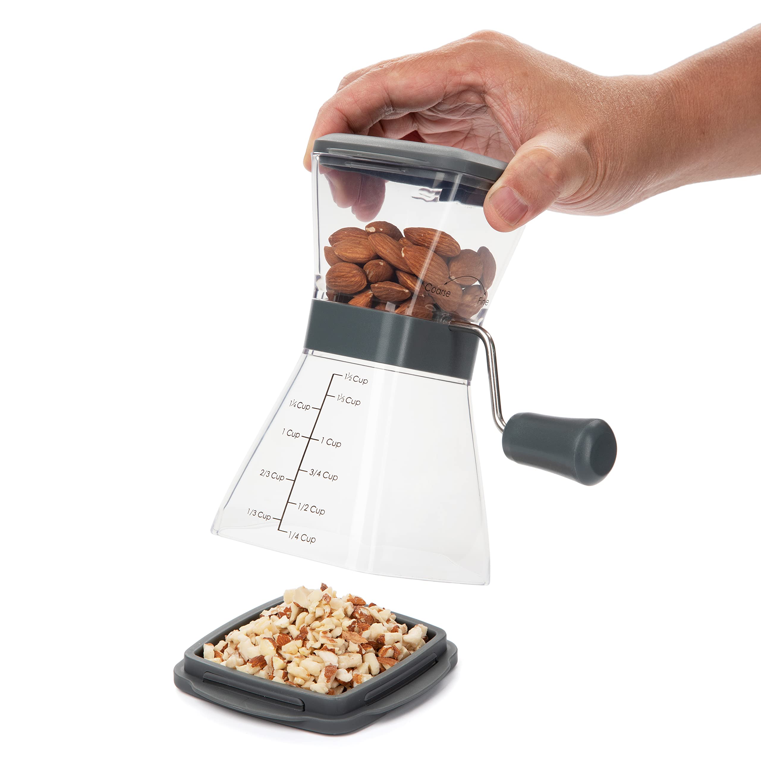 Progressive Prepworks Nut Chopper clear 1.5 cup base shows portions