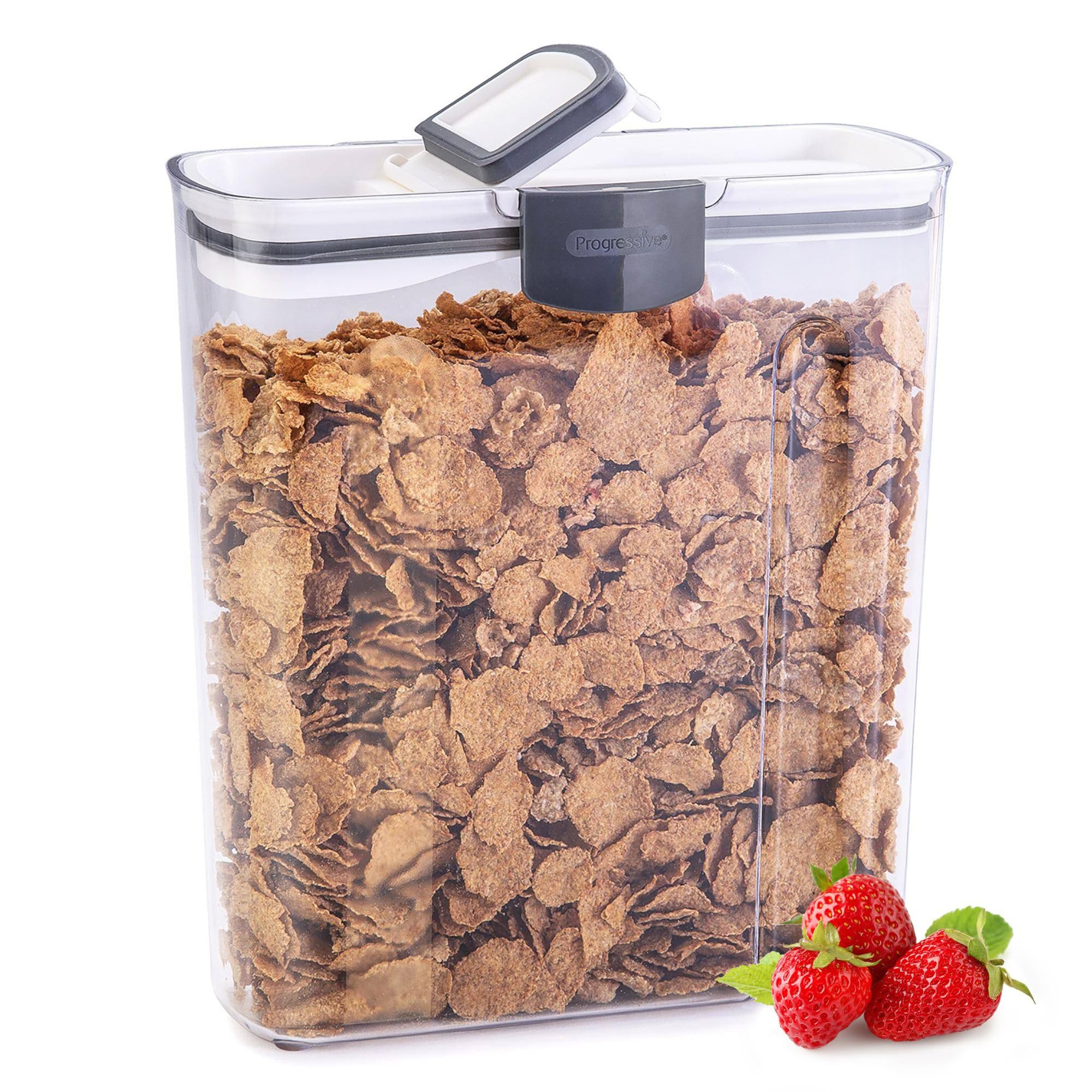Progressive ProKeeper cereal keeper with airtight lid preserves freshness.