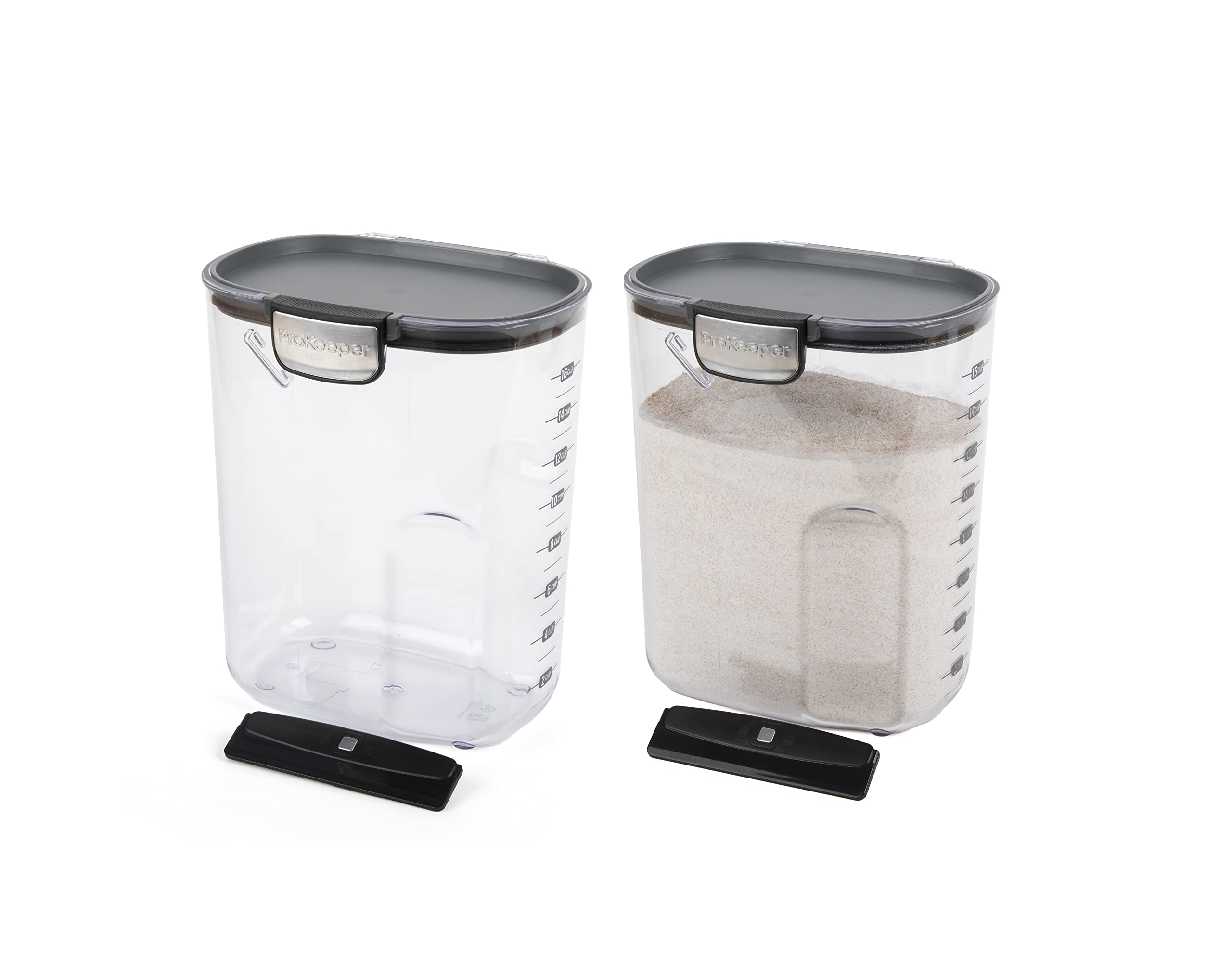Progressive ProKeeper+ flour container with lid open for quick, mess-free baking prep.